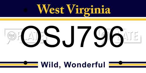 OSJ796 West Virginia License Plate