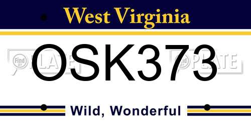 OSK373 West Virginia License Plate