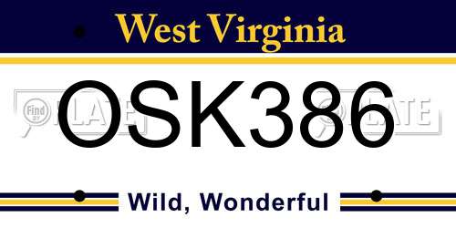 OSK386 West Virginia License Plate