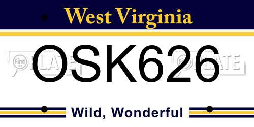 OSK626 West Virginia License Plate