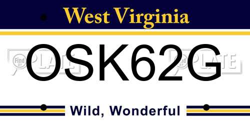 OSK62G West Virginia License Plate