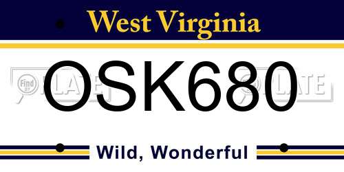 OSK680 West Virginia License Plate