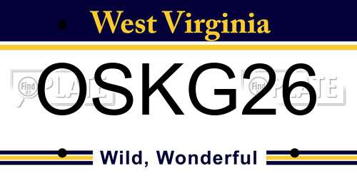 OSKG26 West Virginia License Plate