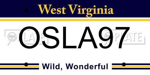OSLA97 West Virginia License Plate