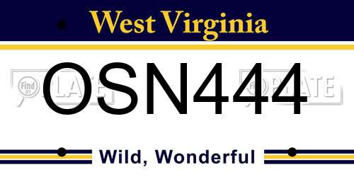 OSN444 West Virginia License Plate