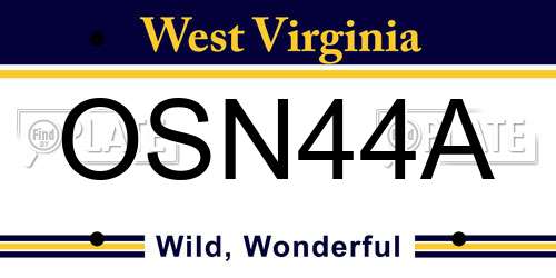 OSN44A West Virginia License Plate