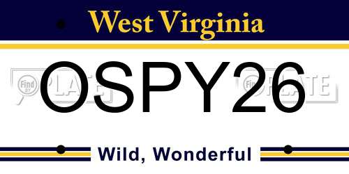 OSPY26 West Virginia License Plate