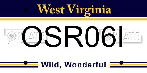 OSR06I West Virginia License Plate