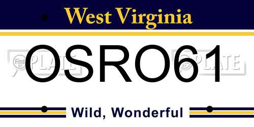 OSRO61 West Virginia License Plate