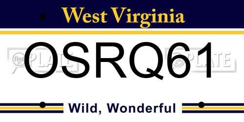 OSRQ61 West Virginia License Plate