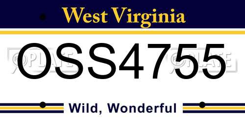 OSS4755 West Virginia License Plate