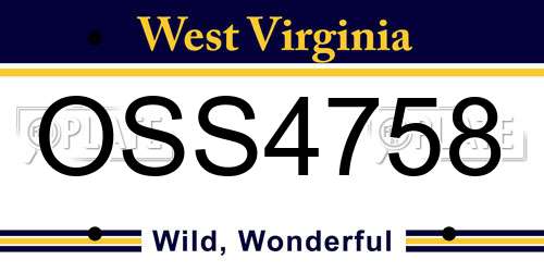 OSS4758 West Virginia License Plate