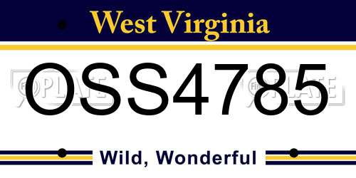 OSS4785 West Virginia License Plate