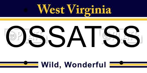 OSSATSS West Virginia License Plate