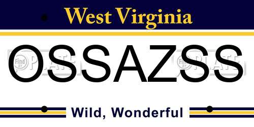 OSSAZSS West Virginia License Plate