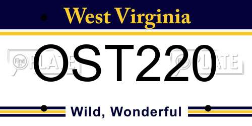OST220 West Virginia License Plate