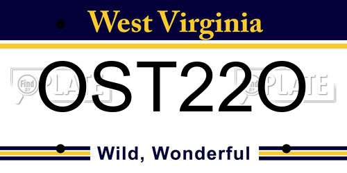 OST22O West Virginia License Plate