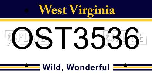 OST3536 West Virginia License Plate