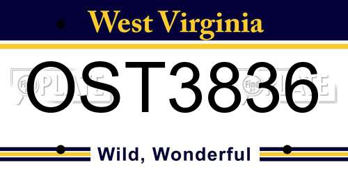 OST3836 West Virginia License Plate