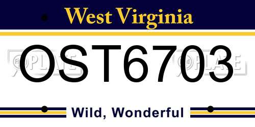 OST6703 West Virginia License Plate