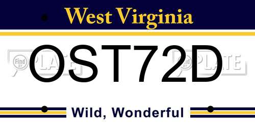 OST72D West Virginia License Plate