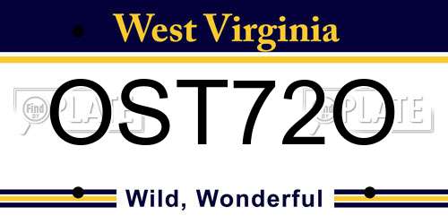 OST72O West Virginia License Plate
