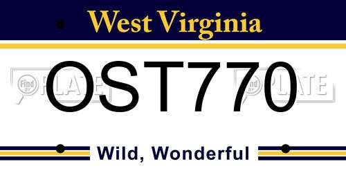 OST770 West Virginia License Plate
