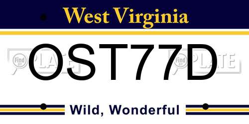 OST77D West Virginia License Plate