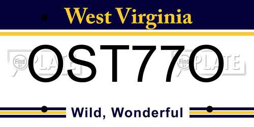 OST77O West Virginia License Plate