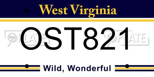 OST821 West Virginia License Plate