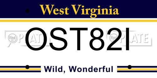 OST82I West Virginia License Plate