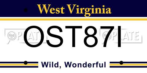 OST87I West Virginia License Plate