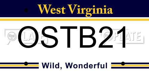 OSTB21 West Virginia License Plate