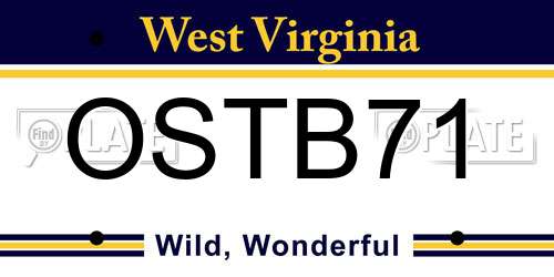 OSTB71 West Virginia License Plate