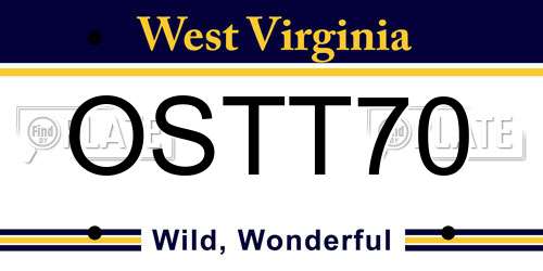 OSTT70 West Virginia License Plate