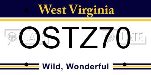 OSTZ70 West Virginia License Plate