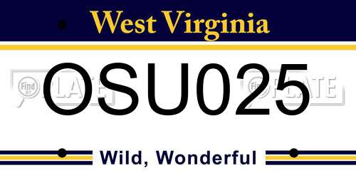 OSU025 West Virginia License Plate