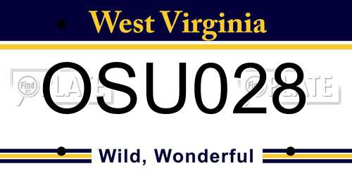 OSU028 West Virginia License Plate