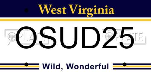 OSUD25 West Virginia License Plate