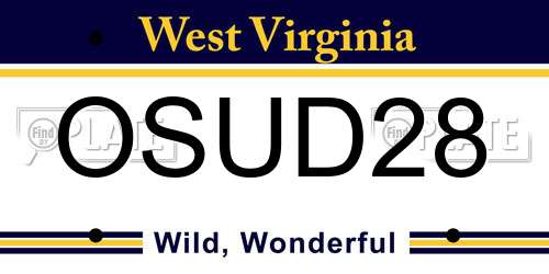 OSUD28 West Virginia License Plate