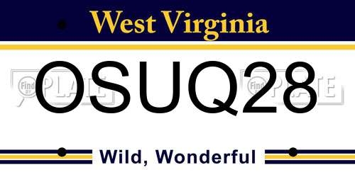 OSUQ28 West Virginia License Plate