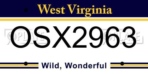 OSX2963 West Virginia License Plate