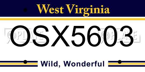 OSX5603 West Virginia License Plate