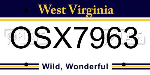 OSX7963 West Virginia License Plate