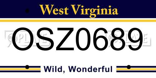 OSZ0689 West Virginia License Plate