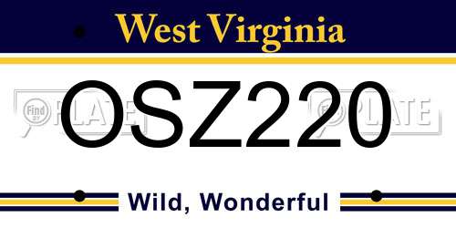 OSZ220 West Virginia License Plate