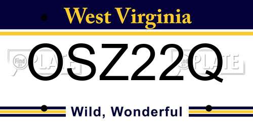 OSZ22Q West Virginia License Plate