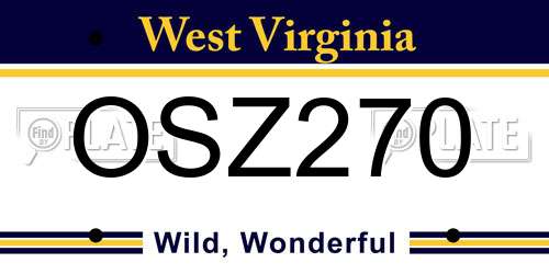 OSZ270 West Virginia License Plate