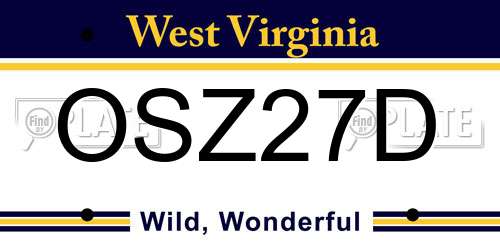 OSZ27D West Virginia License Plate