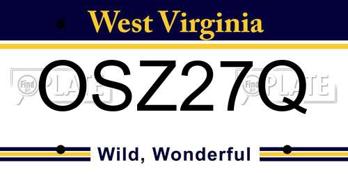 OSZ27Q West Virginia License Plate